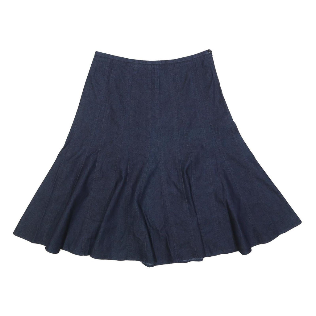 LARRY LEVINE Womens Blue Flare Midi Cotton Blend Skirt M Comfortable Stylish