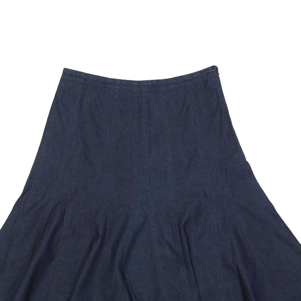 LARRY LEVINE Womens Blue Flare Midi Cotton Blend Skirt M Comfortable Stylish