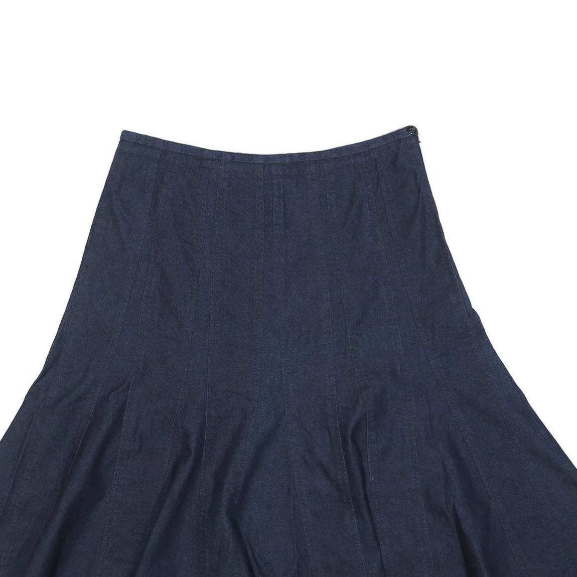 LARRY LEVINE Womens Blue Flare Midi Cotton Blend Skirt M Comfortable Stylish