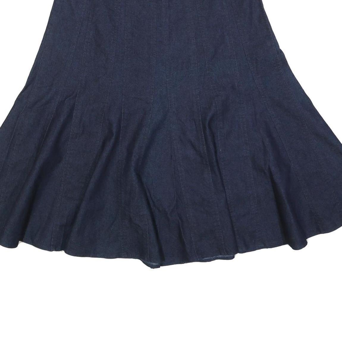LARRY LEVINE Womens Blue Flare Midi Cotton Blend Skirt M Comfortable Stylish