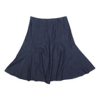 LARRY LEVINE Womens Blue Flare Midi Cotton Blend Skirt M Comfortable Stylish