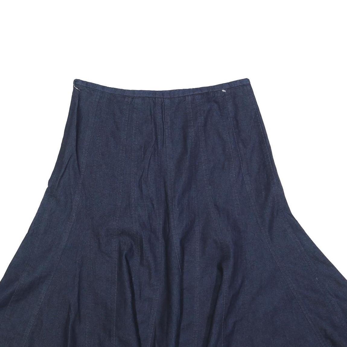 LARRY LEVINE Womens Blue Flare Midi Cotton Blend Skirt M Comfortable Stylish