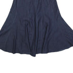 LARRY LEVINE Womens Blue Flare Midi Cotton Blend Skirt M Comfortable Stylish