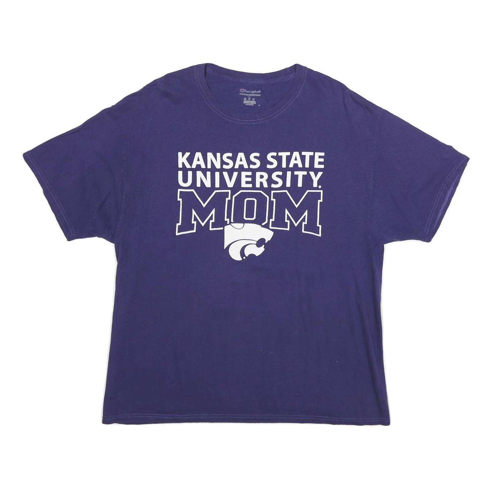 CHAMPION Mens Purple Kansas State University Mom Graphic T-Shirt XL Short Sleeve