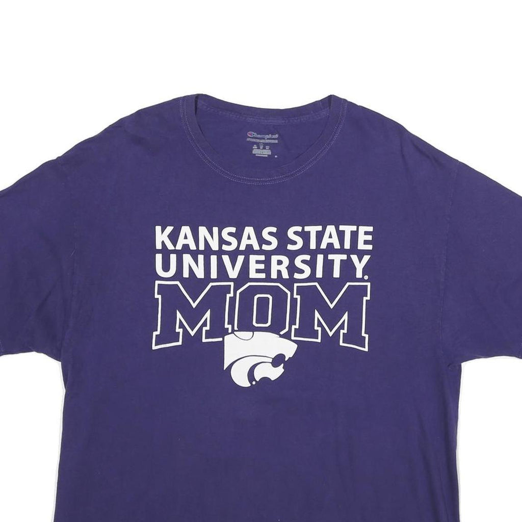 CHAMPION Mens Purple Kansas State University Mom Graphic T-Shirt XL Short Sleeve