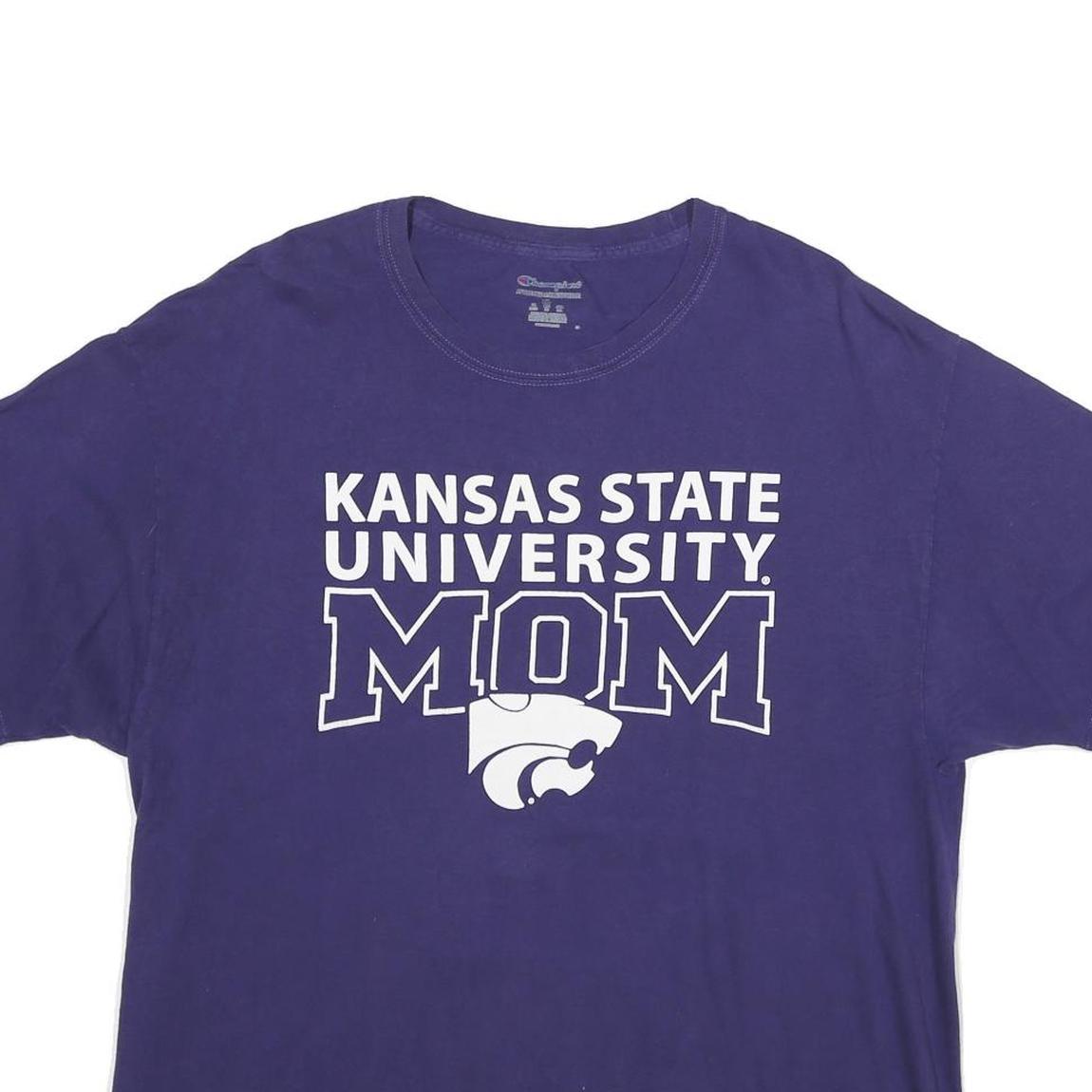 CHAMPION Mens Purple Kansas State University Mom Graphic T-Shirt XL Short Sleeve