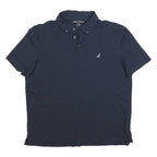 NAUTICA Mens Navy Blue Short Sleeve Polo Shirt XL Cotton Blend Classic