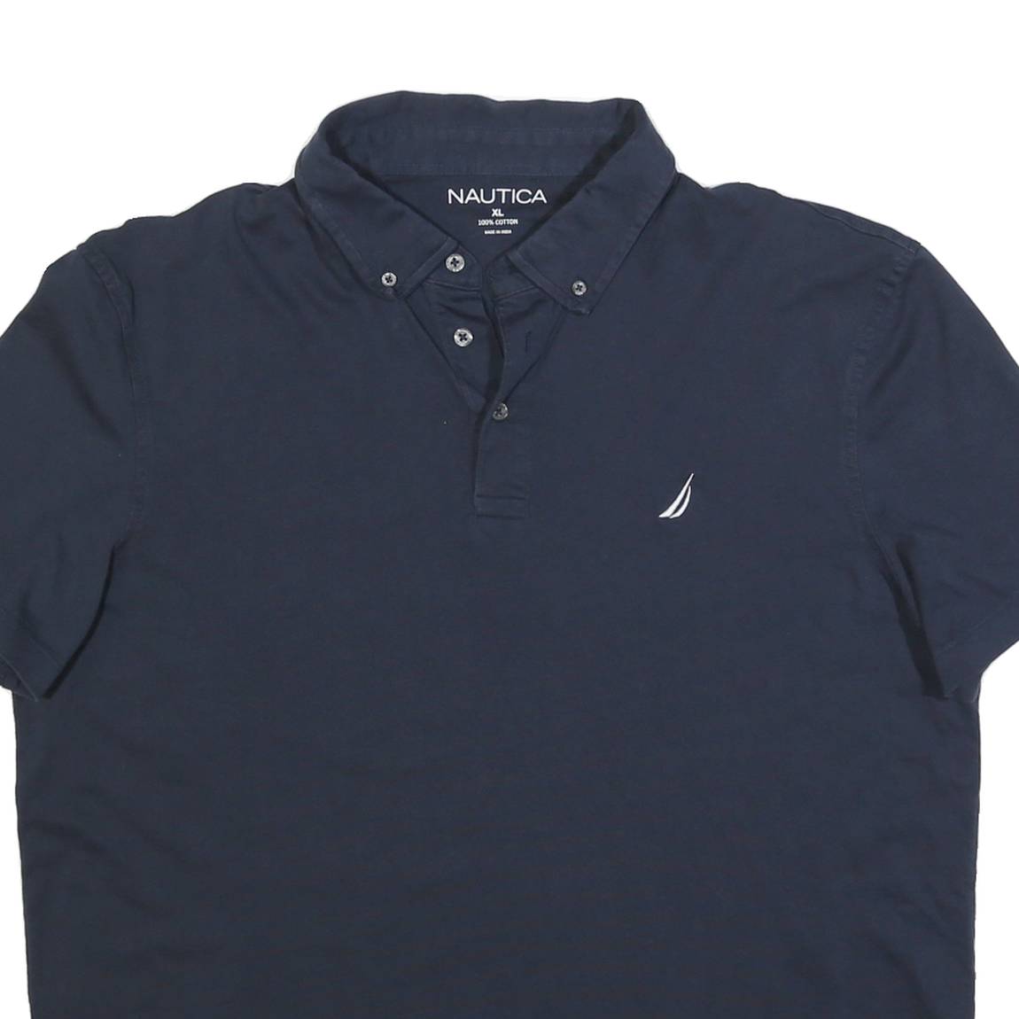 NAUTICA Mens Navy Blue Short Sleeve Polo Shirt XL Cotton Blend Classic