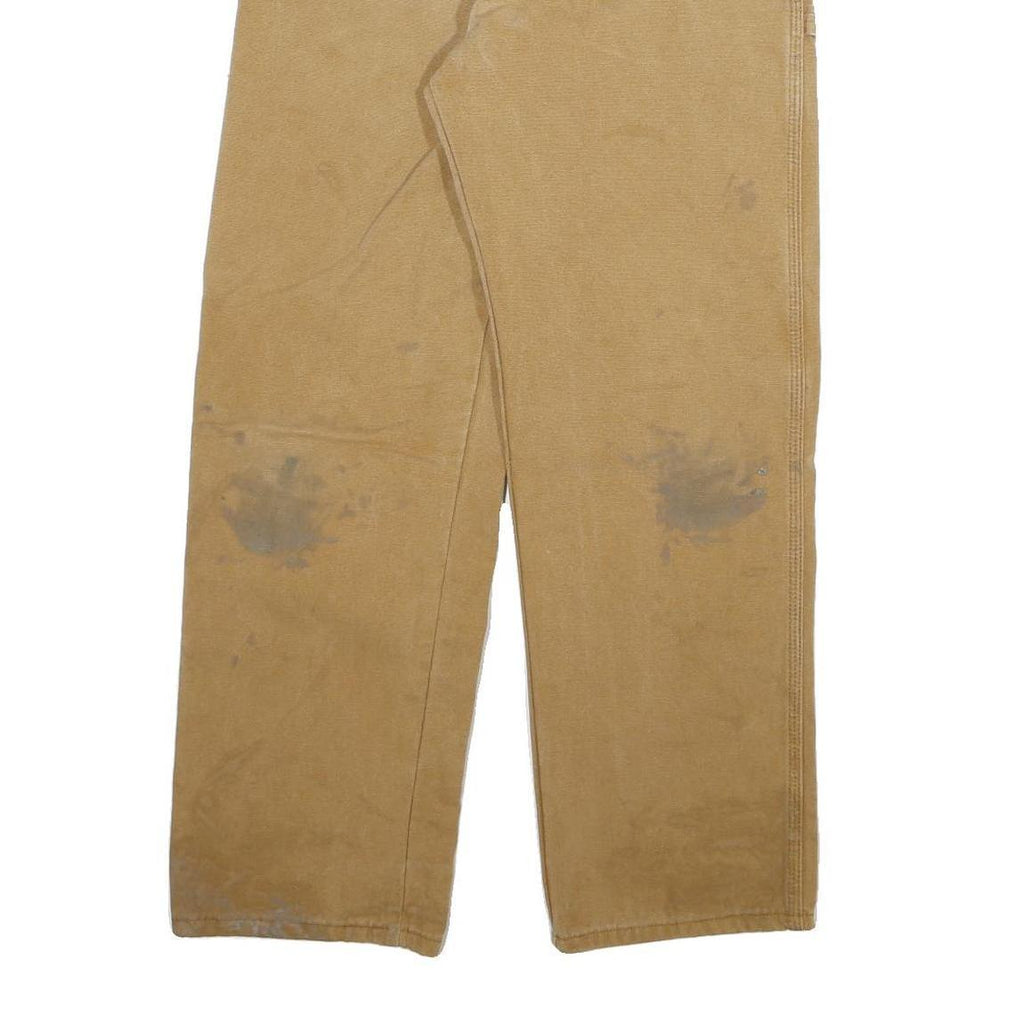 DICKIES Mens Regular Fit Beige Cotton Blend Zip Trousers W32 L30 Workwear