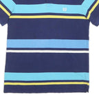 CHAPS Mens Blue & Yellow Striped Short Sleeve Polo Shirt M Cotton Blend Casual