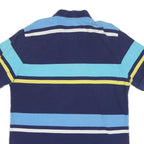 CHAPS Mens Blue & Yellow Striped Short Sleeve Polo Shirt M Cotton Blend Casual