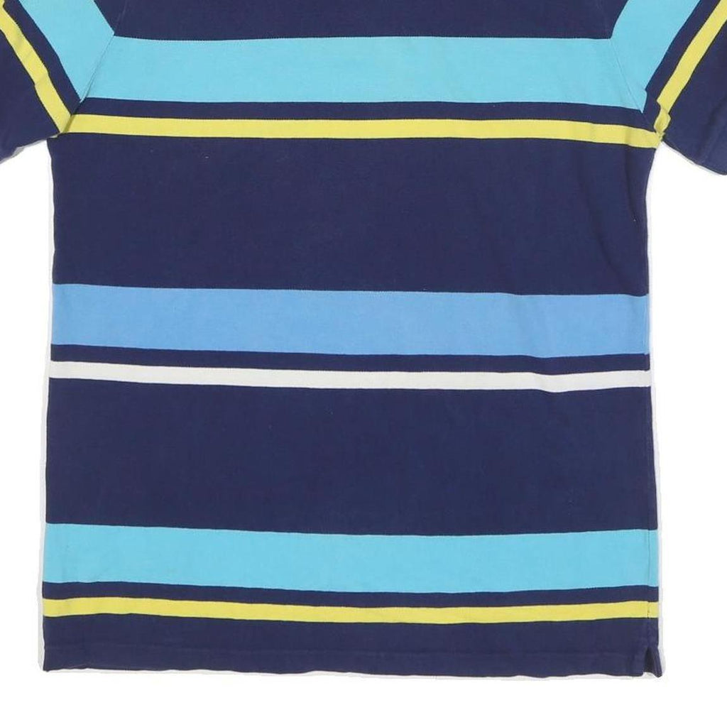 CHAPS Mens Blue & Yellow Striped Short Sleeve Polo Shirt M Cotton Blend Casual