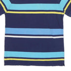 CHAPS Mens Blue & Yellow Striped Short Sleeve Polo Shirt M Cotton Blend Casual