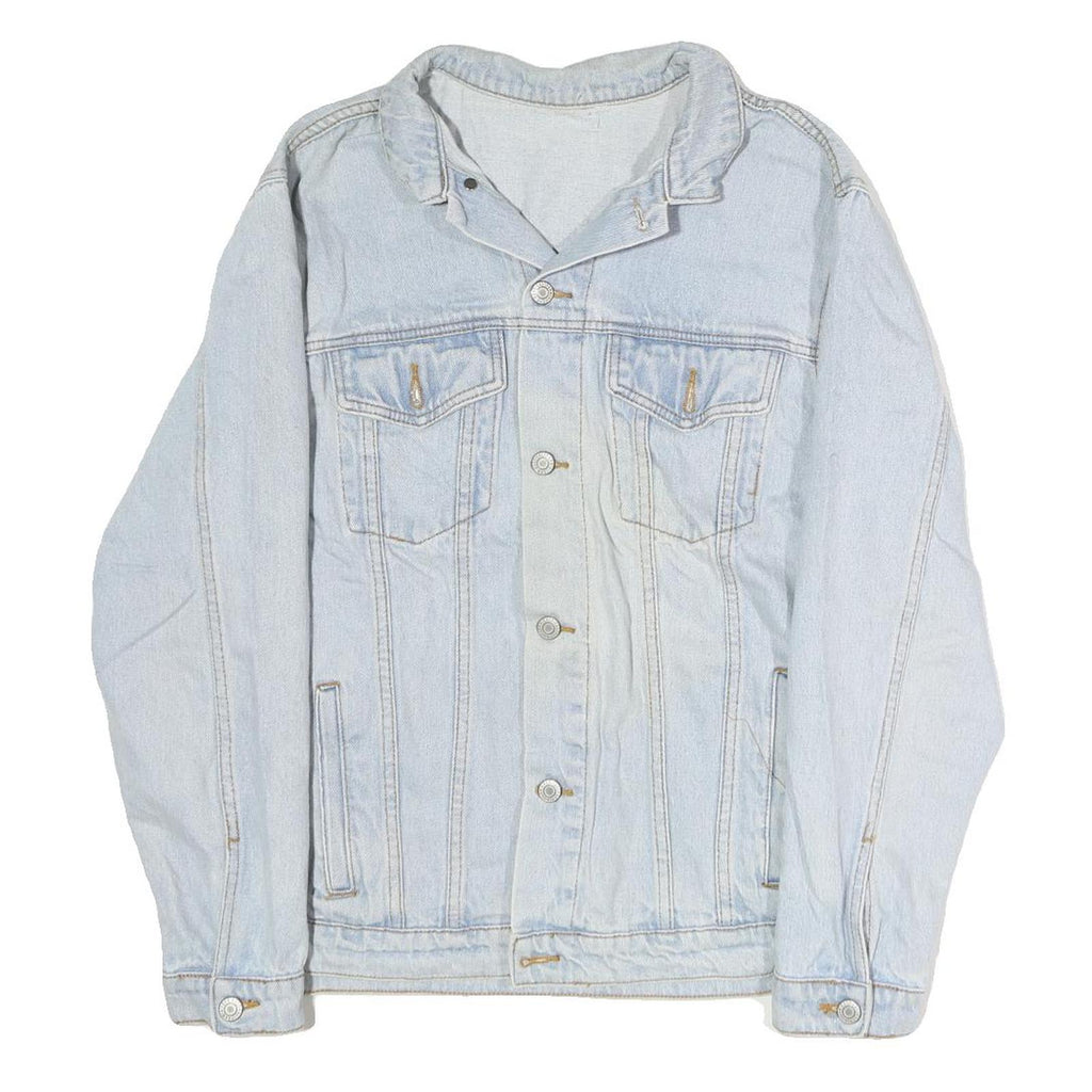 Mens Light Blue Cotton Button Denim Jacket M Casual Classic Fit Plain