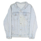 Mens Light Blue Cotton Button Denim Jacket M Casual Classic Fit Plain