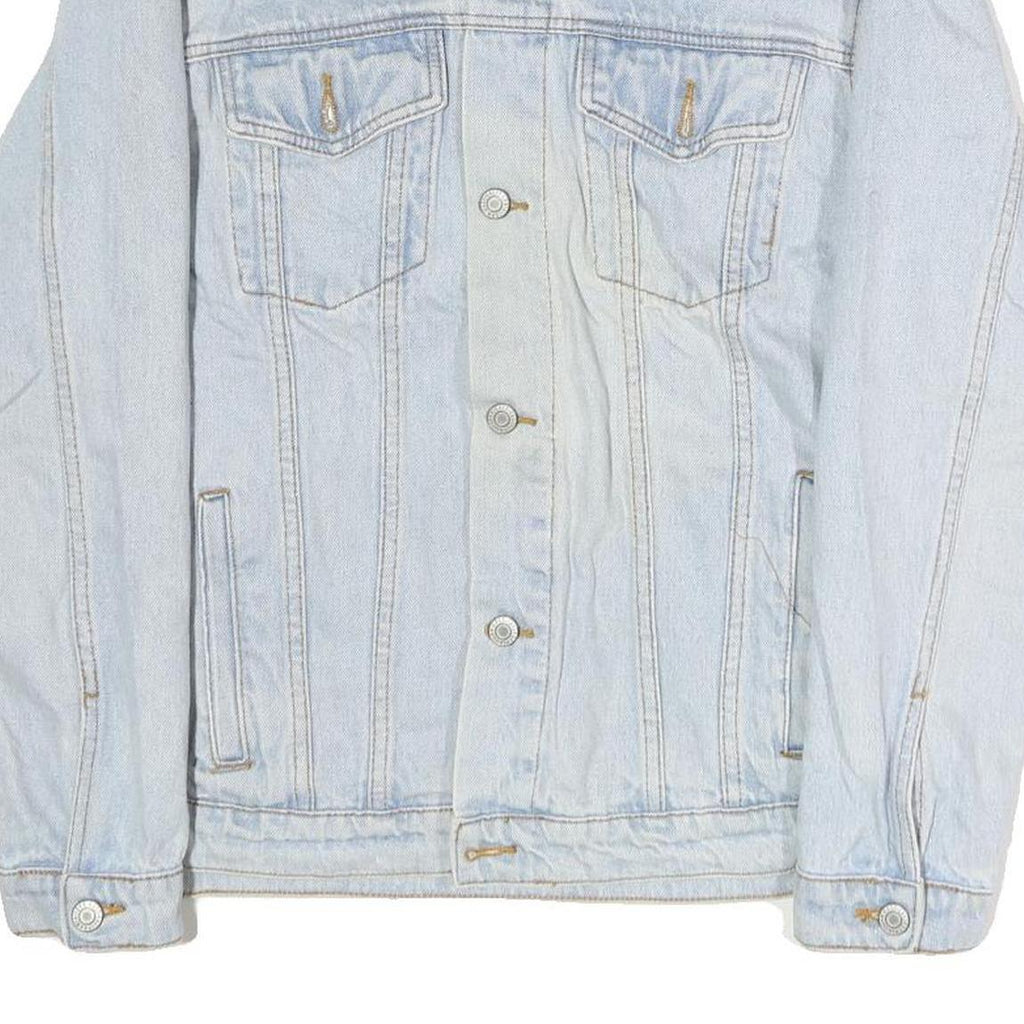 Mens Light Blue Cotton Button Denim Jacket M Casual Classic Fit Plain