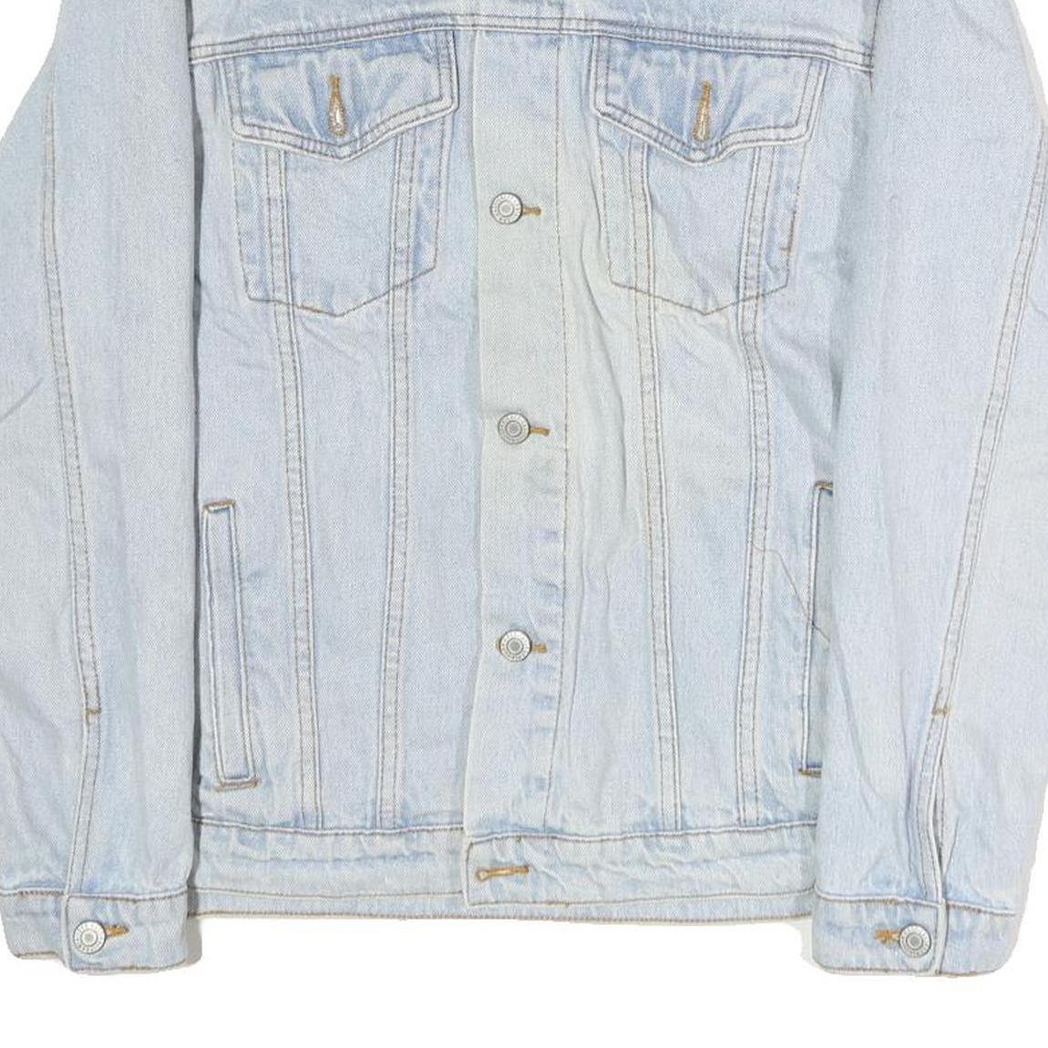 Mens Light Blue Cotton Button Denim Jacket M Casual Classic Fit Plain