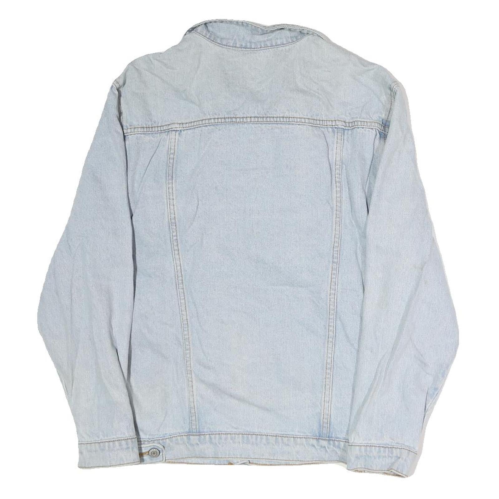 Mens Light Blue Cotton Button Denim Jacket M Casual Classic Fit Plain