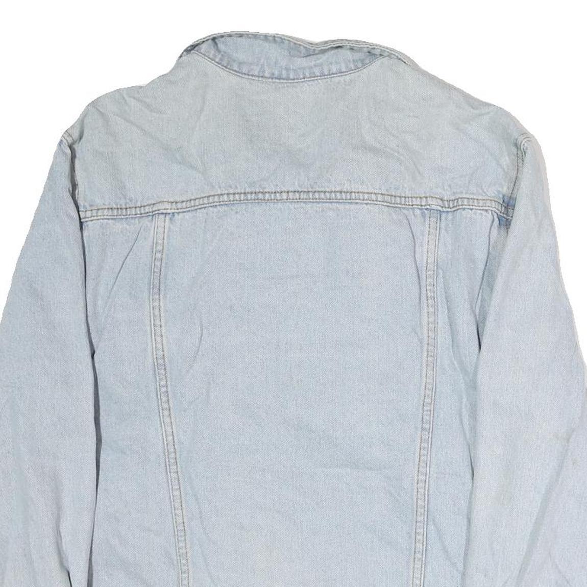 Mens Light Blue Cotton Button Denim Jacket M Casual Classic Fit Plain