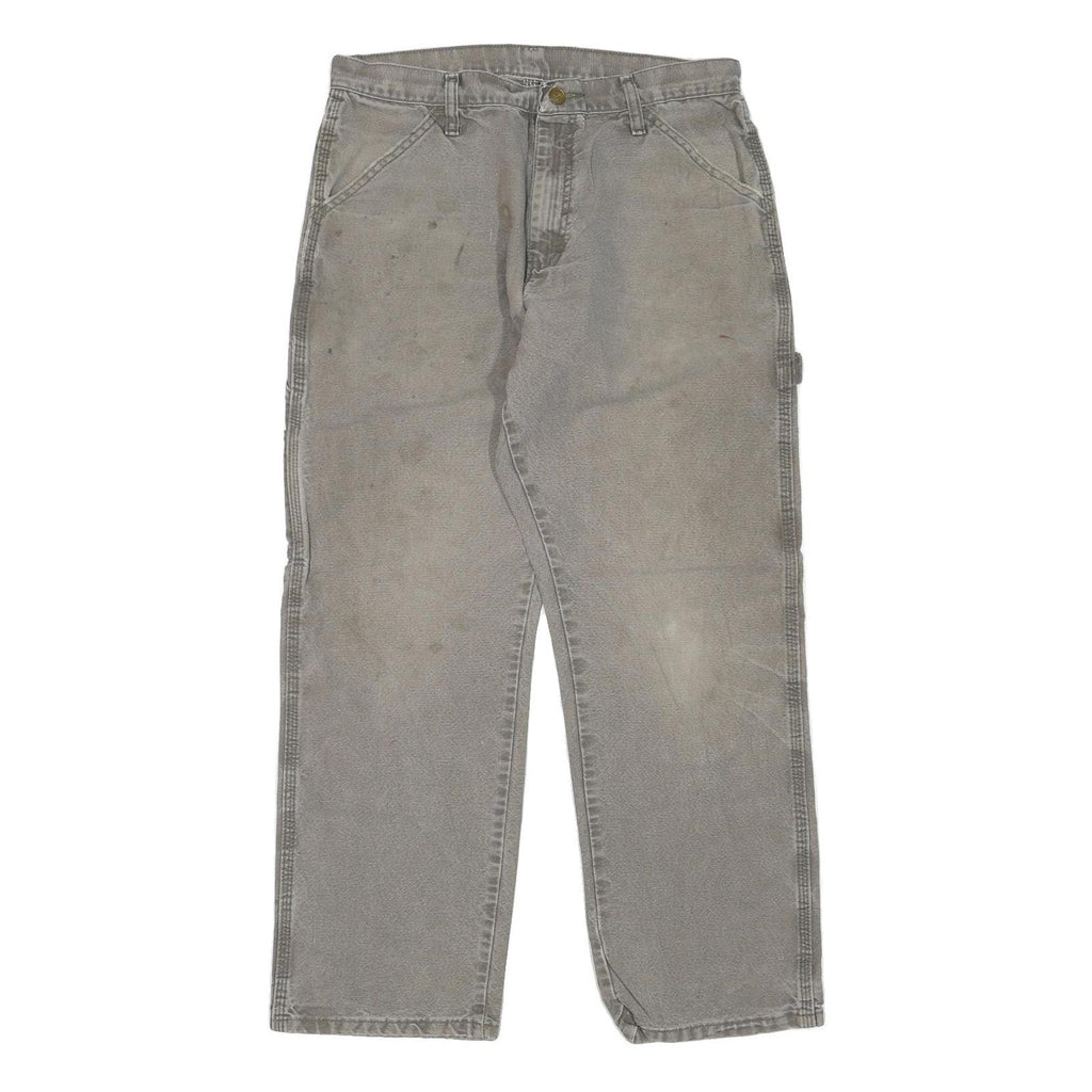 DICKIES Mens Regular Fit Beige Cotton Blend Carpenter Trousers W32 L30 Workwear