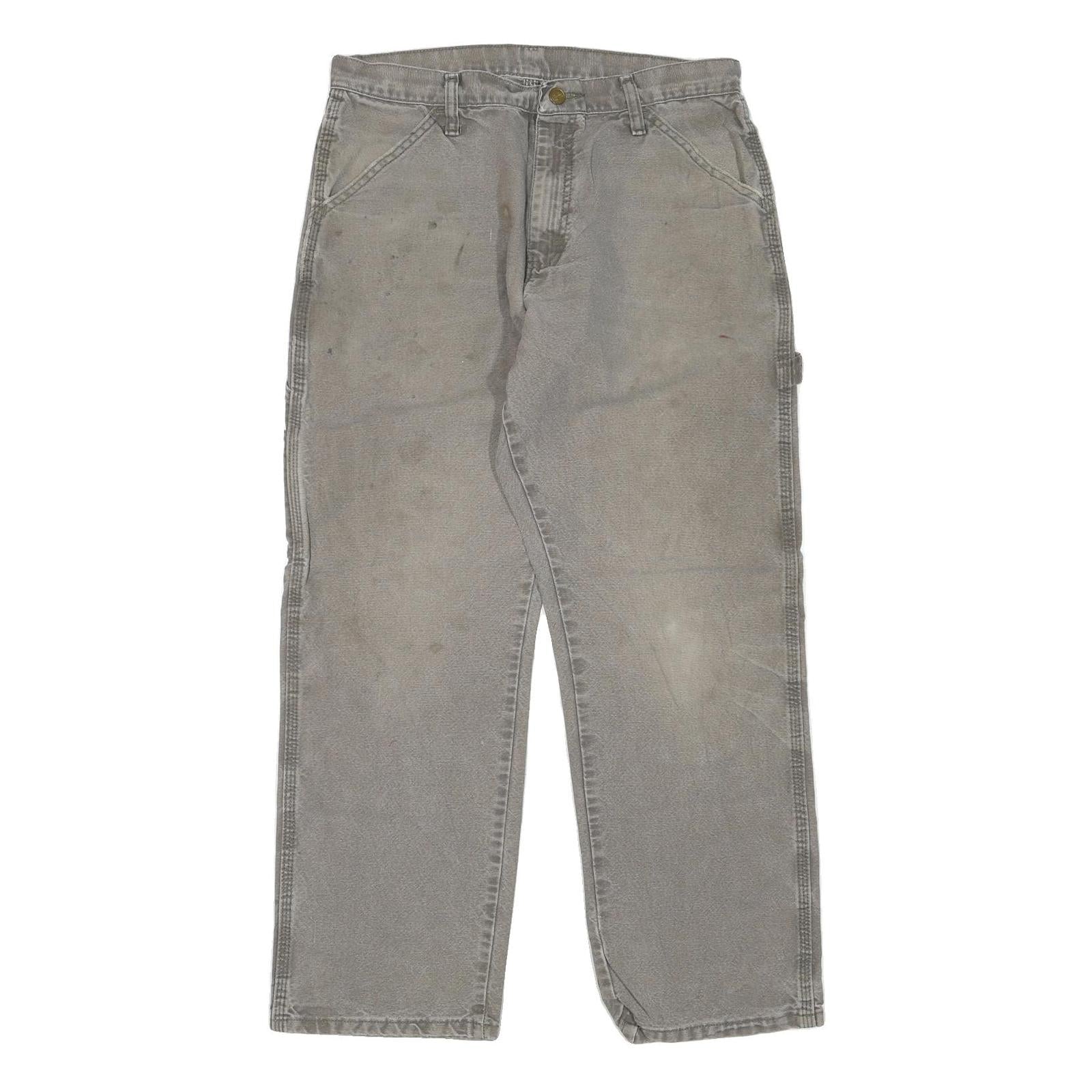 DICKIES Mens Regular Fit Beige Cotton Blend Carpenter Trousers W32 L30 Workwear