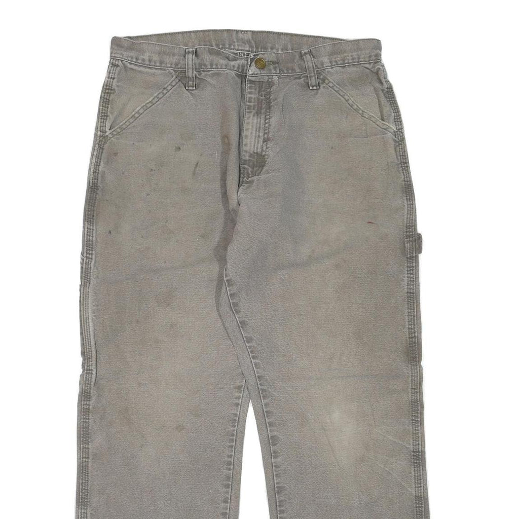 DICKIES Mens Regular Fit Beige Cotton Blend Carpenter Trousers W32 L30 Workwear