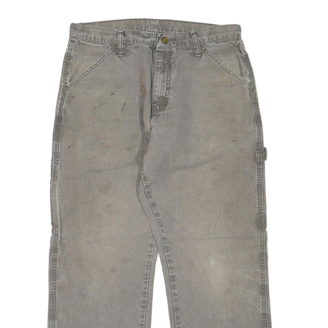 DICKIES Mens Regular Fit Beige Cotton Blend Carpenter Trousers W32 L30 Workwear