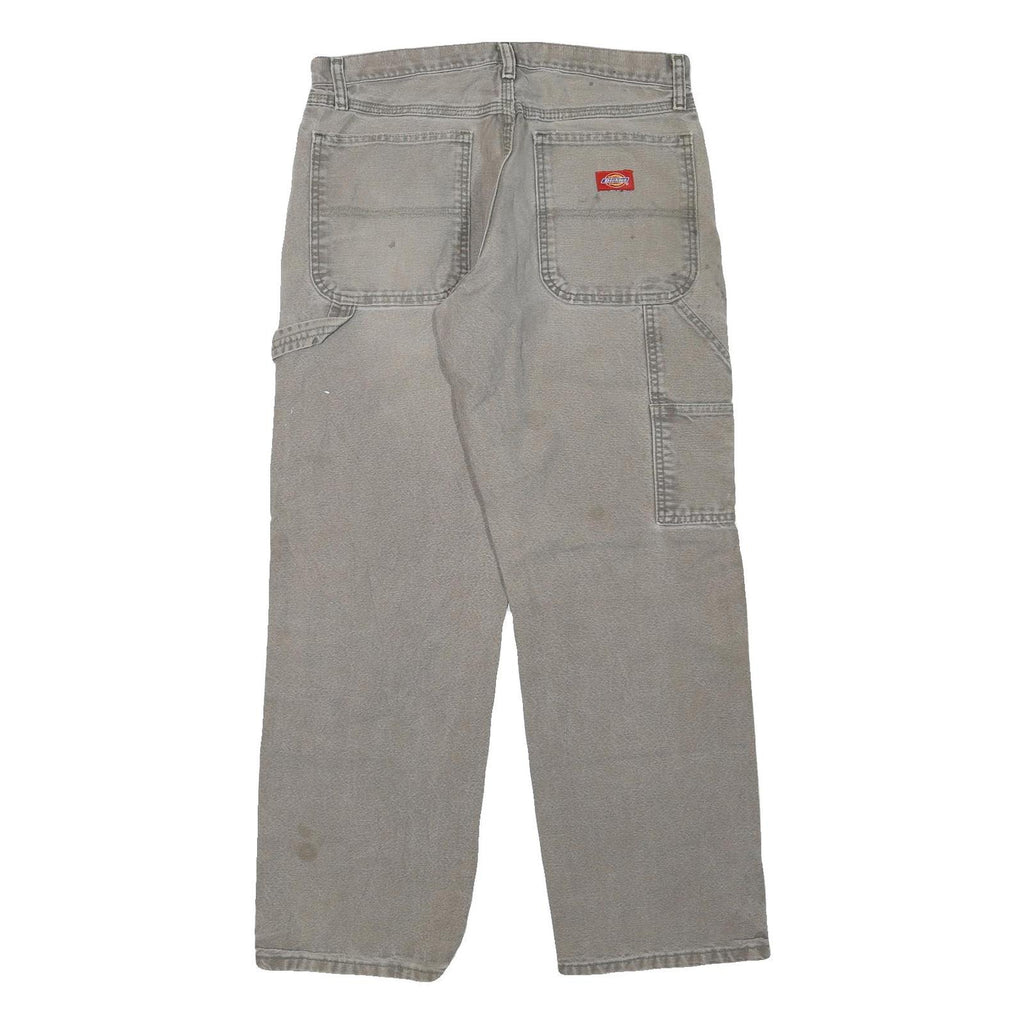 DICKIES Mens Regular Fit Beige Cotton Blend Carpenter Trousers W32 L30 Workwear