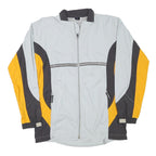 ASICS Womens Grey & Yellow Sports Jacket UK 12 Polyester Blend Zip Athletic Fit