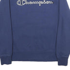 CHAMPION Mens Blue Pullover Crew Neck S Embroidered Logo Sweatshirt Cotton Blend