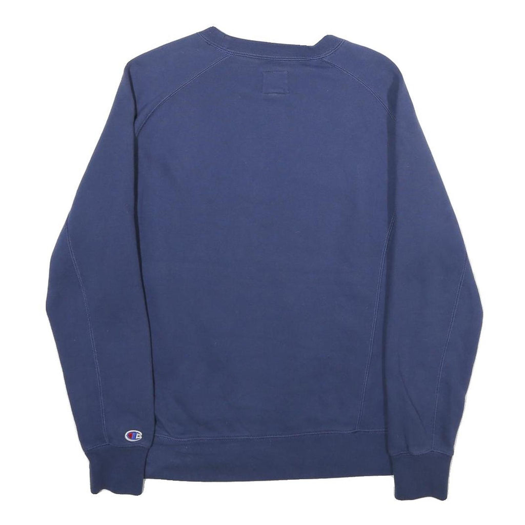 CHAMPION Mens Blue Pullover Crew Neck S Embroidered Logo Sweatshirt Cotton Blend