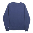 CHAMPION Mens Blue Pullover Crew Neck S Embroidered Logo Sweatshirt Cotton Blend