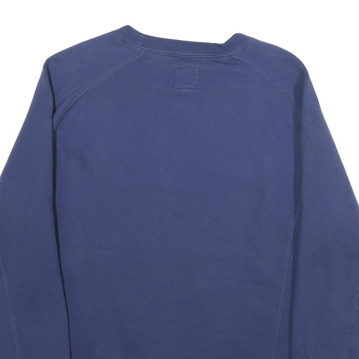 CHAMPION Mens Blue Pullover Crew Neck S Embroidered Logo Sweatshirt Cotton Blend