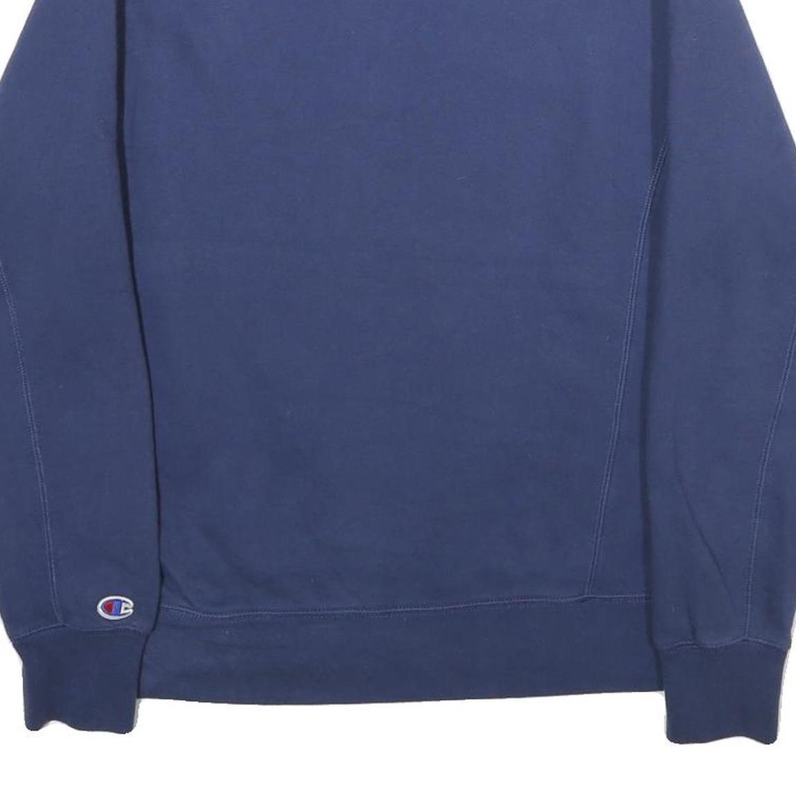 CHAMPION Mens Blue Pullover Crew Neck S Embroidered Logo Sweatshirt Cotton Blend