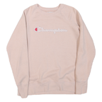 CHAMPION Womens Pink Cotton Blend Crew Neck S Sweatshirt Embroidered Logo