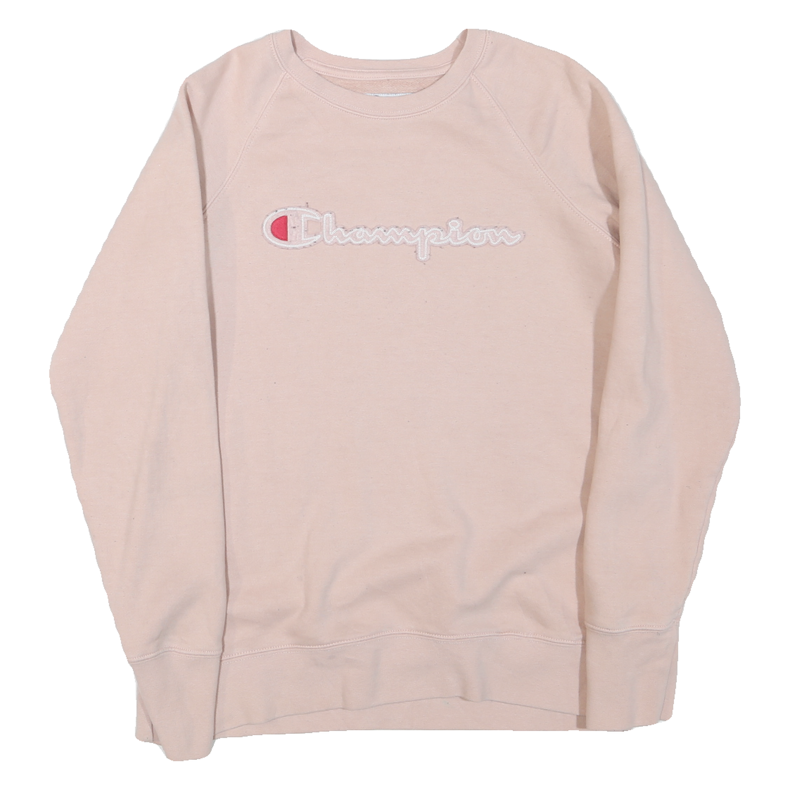 CHAMPION Womens Pink Cotton Blend Crew Neck S Sweatshirt Embroidered Logo