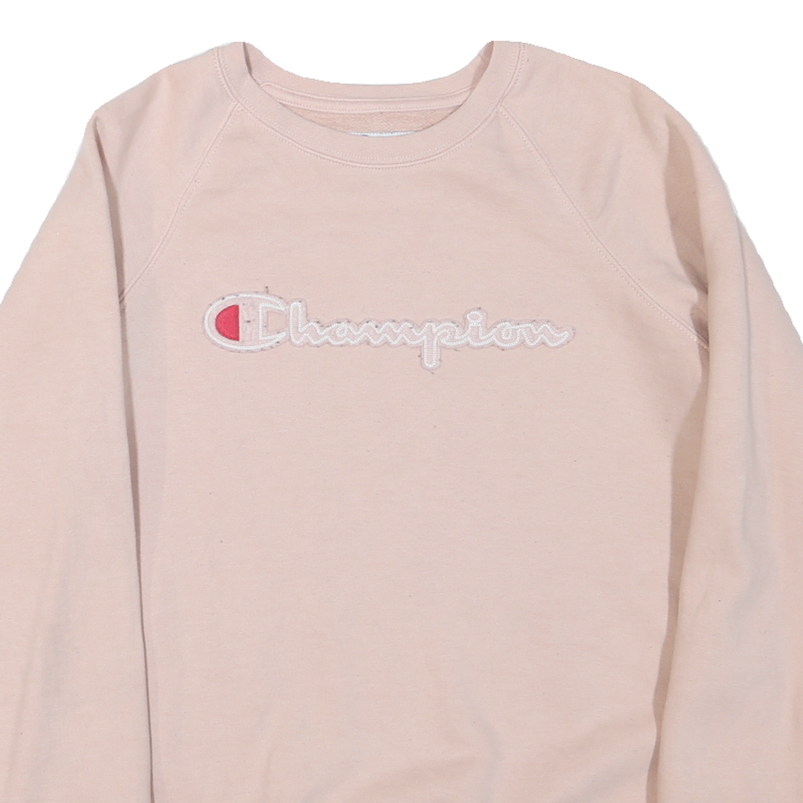 CHAMPION Womens Pink Cotton Blend Crew Neck S Sweatshirt Embroidered Logo