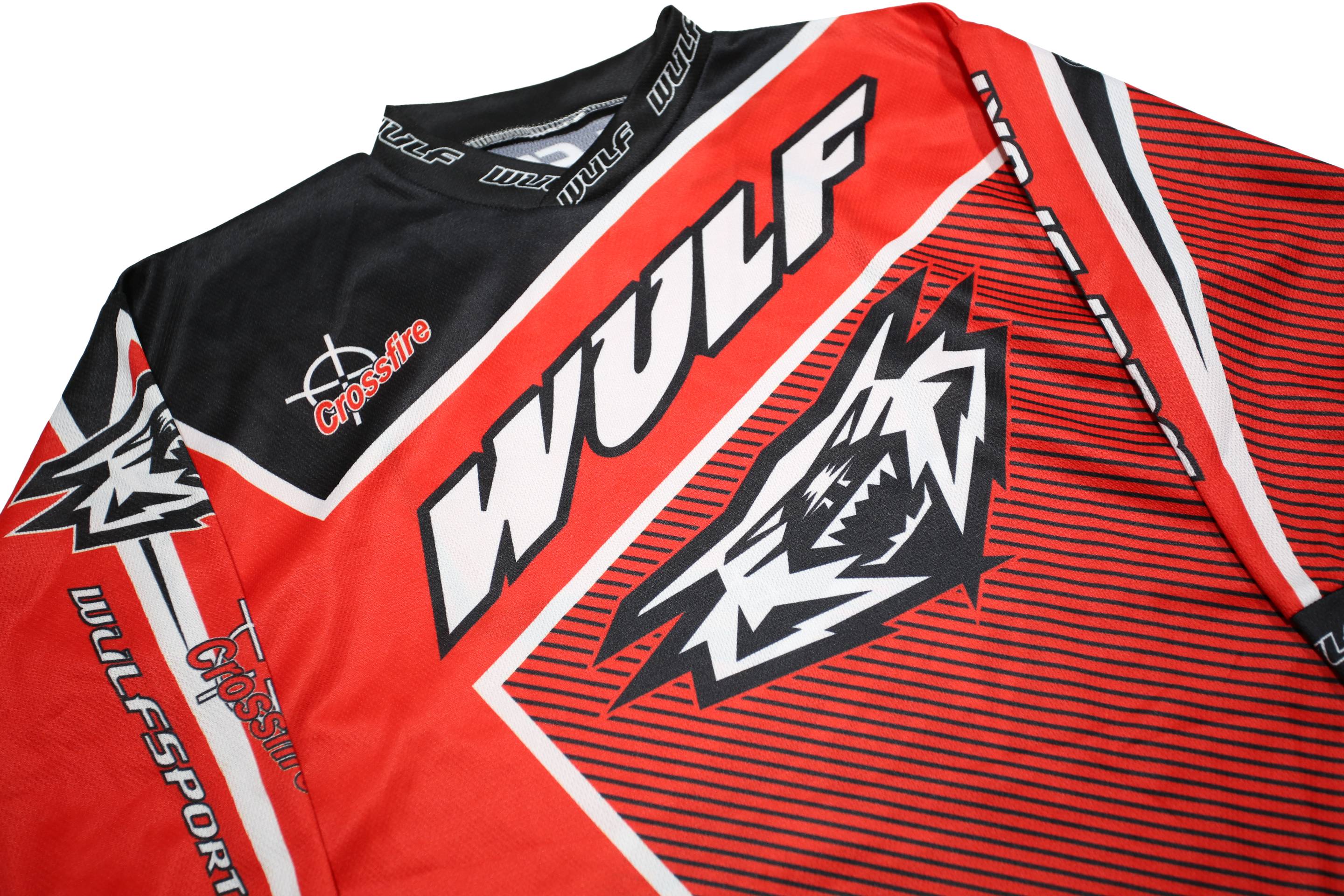 WULF Boys Red & Black Crossfire Graphic Long Sleeve Crew Neck T-Shirt M