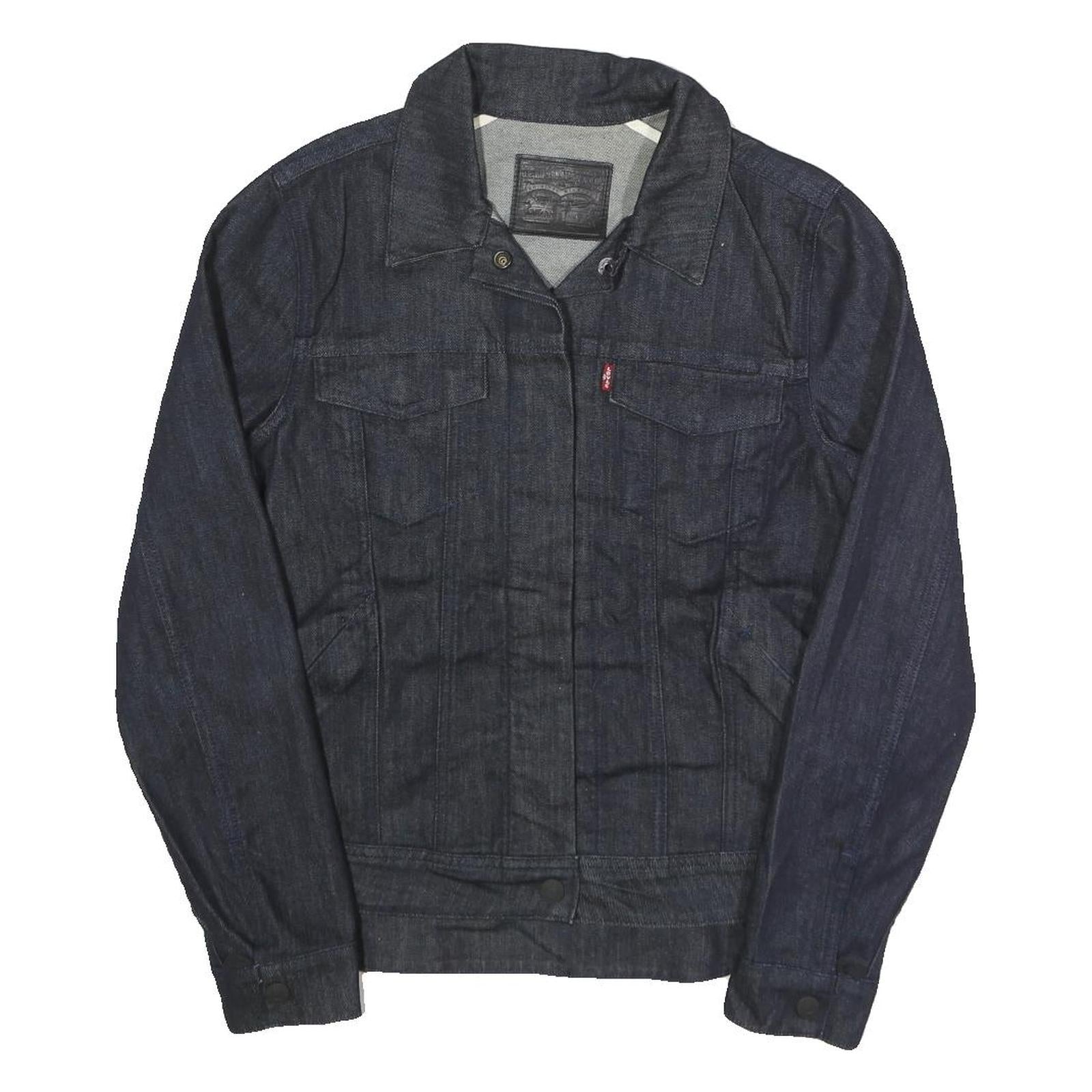 LEVI'S Womens Blue Denim Jacket XS Cotton Blend Plain Button Closure Classic