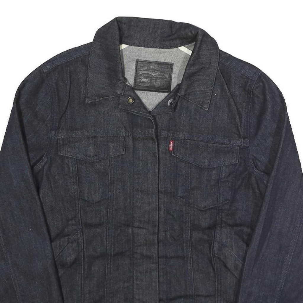 LEVI'S Womens Blue Denim Jacket XS Cotton Blend Plain Button Closure Classic