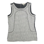 BANANA REPUBLIC Womens Black & Grey Sleeveless Round Neck Printed Top M Smart