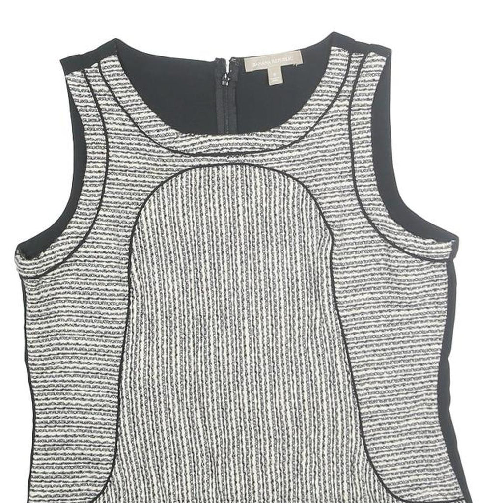 BANANA REPUBLIC Womens Black & Grey Sleeveless Round Neck Printed Top M Smart