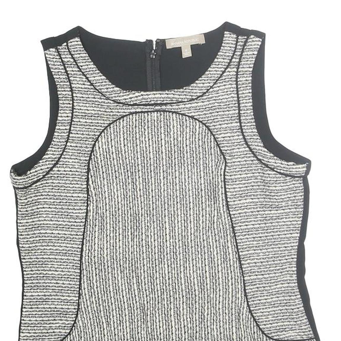 BANANA REPUBLIC Womens Black & Grey Sleeveless Round Neck Printed Top M Smart
