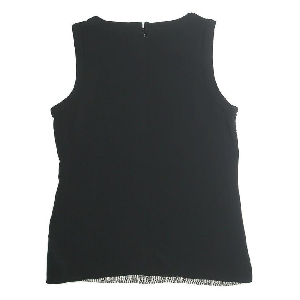 BANANA REPUBLIC Womens Black & Grey Sleeveless Round Neck Printed Top M Smart