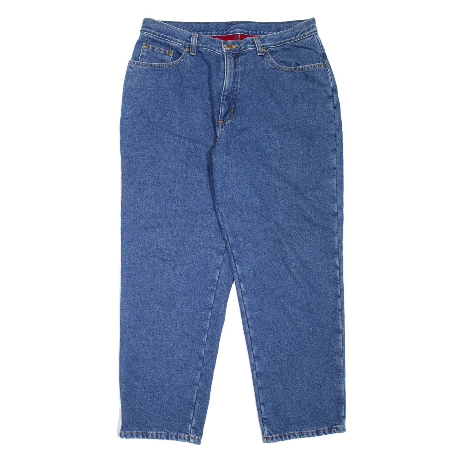LL BEAN Fleece Lined Womens Jeans Blue Regular Mom W32 L28