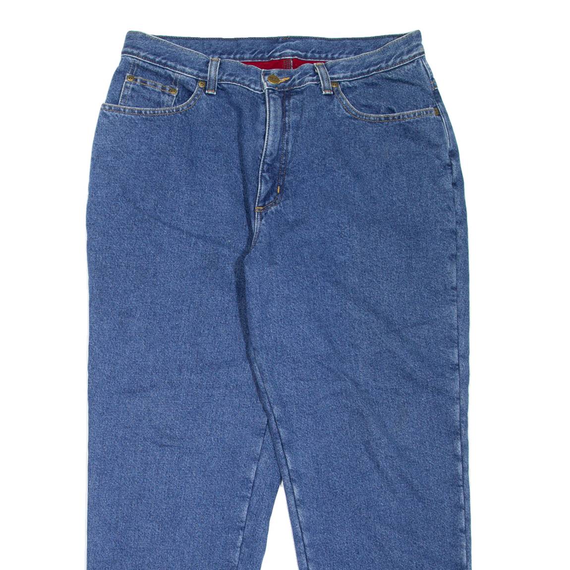 LL BEAN Fleece Lined Womens Jeans Blue Regular Mom W32 L28