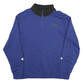 PUMA Mens Blue & Black Cotton Blend Sweatshirt 2XL Quarter Zip Pullover