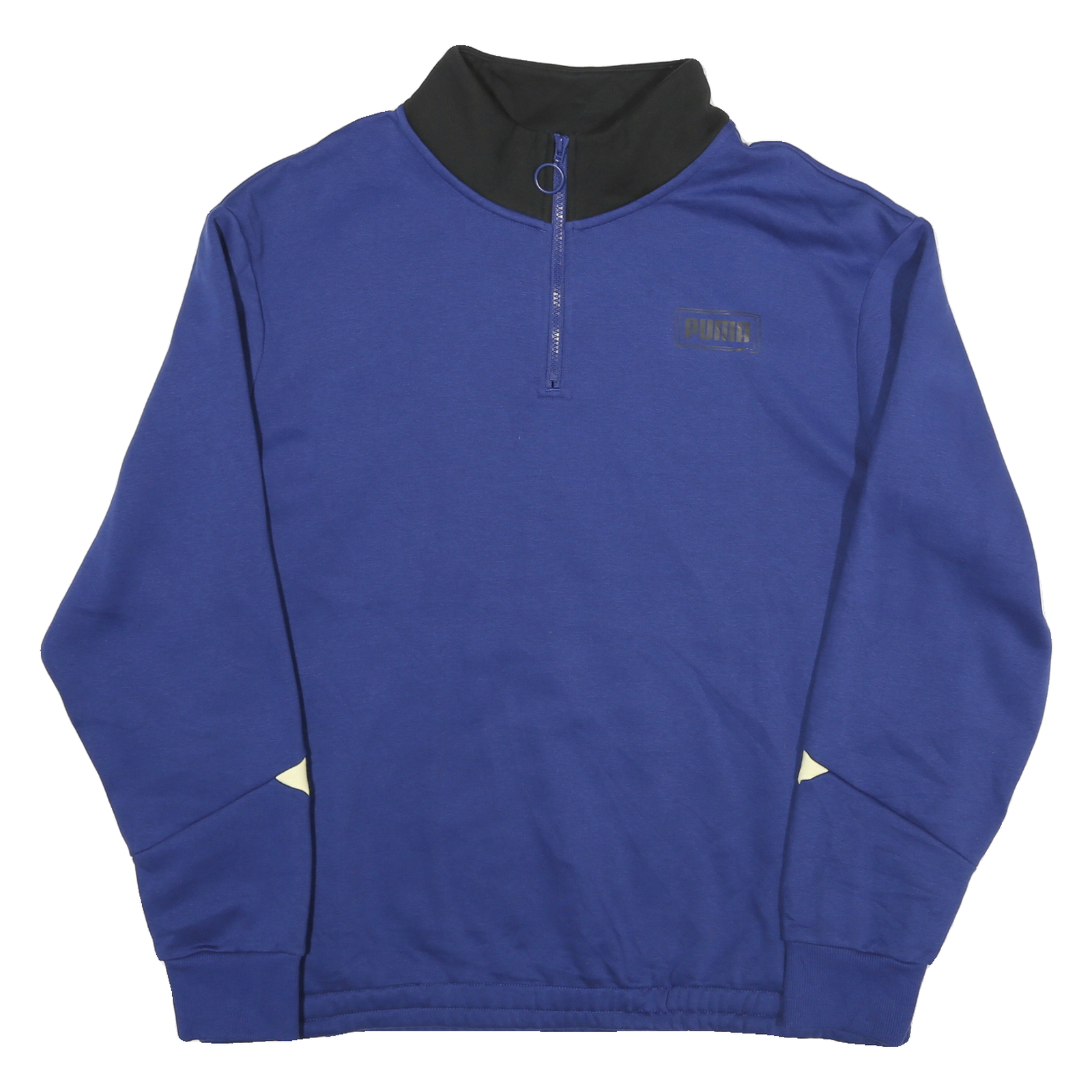 PUMA Mens Blue & Black Cotton Blend Sweatshirt 2XL Quarter Zip Pullover
