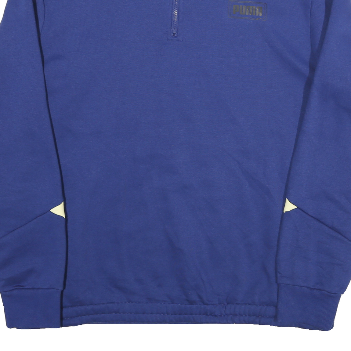 PUMA Mens Blue & Black Cotton Blend Sweatshirt 2XL Quarter Zip Pullover