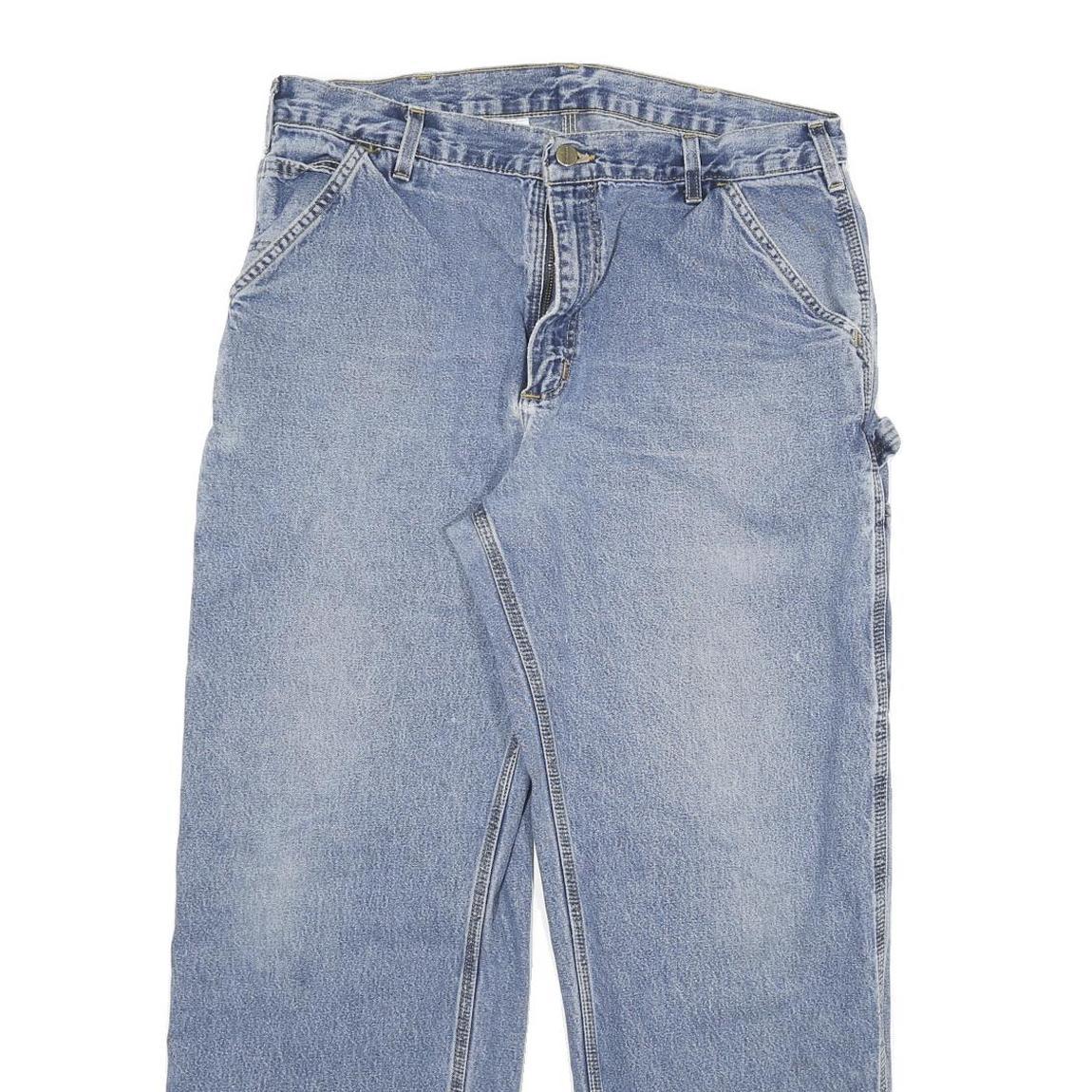 CARHARTT Mens Relaxed Blue Denim Jeans W34 L29 Workwear Zip Closure